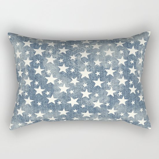 Stars with denim effect Rectangular Pillow