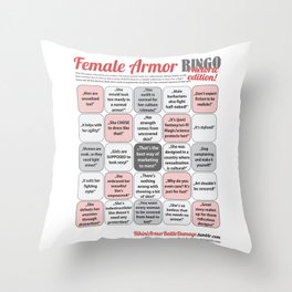 Female Armor Rhetoric Bingo Throw Pillow