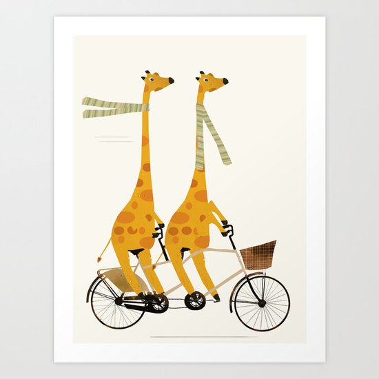 lets tandem giraffes Art Print