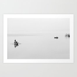 Fishermen on Lake Ohrid Art Print