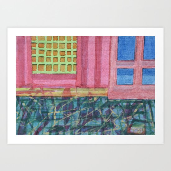 Interieur with pink Wall Art Print