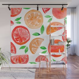 Watercolor oranges Wall Mural