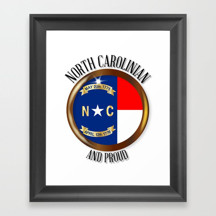 North Carolina Proud Flag Button Framed Art Print