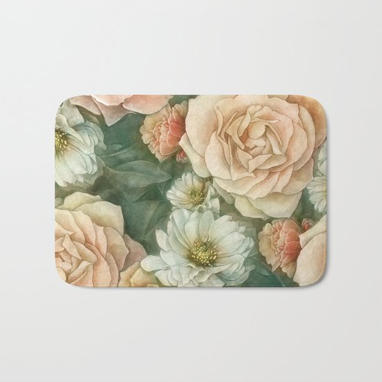 Floral rose pattern Bath Mat
