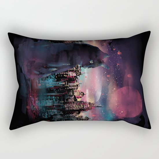 Black Cat Big City Rectangular Pillow