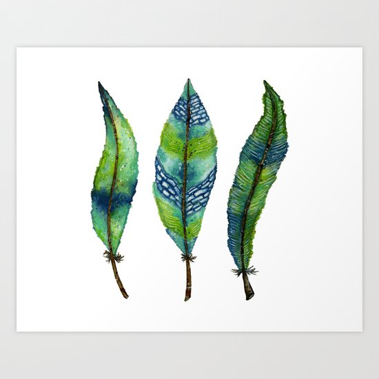 Mystic Sea Feather Trio Art Print