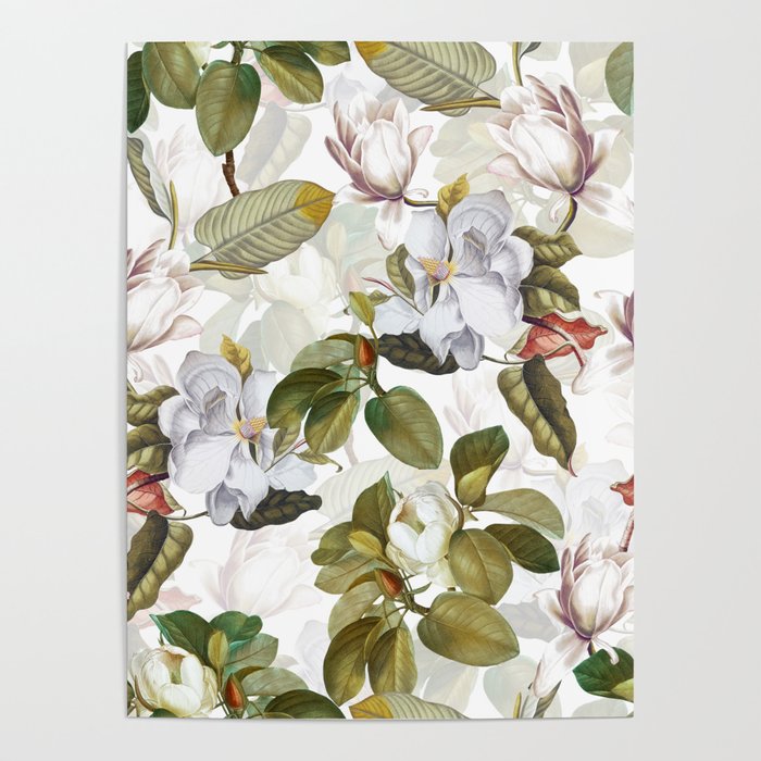 Vintage & Shabby Chic - Spring Flowers Magnolia Botanical Garden Poster