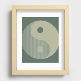Geometric Lines Ying and Yang 10 in Forest Sage Recessed Framed Print