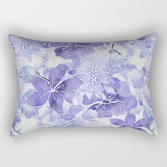 Purple Flower watercolor allover pattern Rectangular Pillow