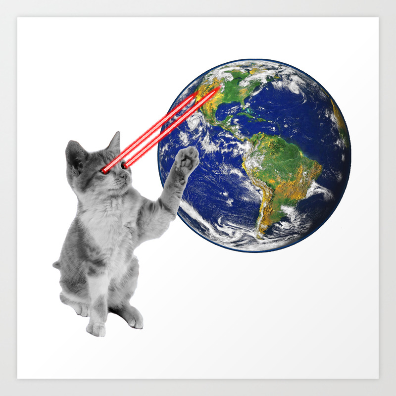 Laser Eyes Black Space Cat Art Print By Teepsy Society6