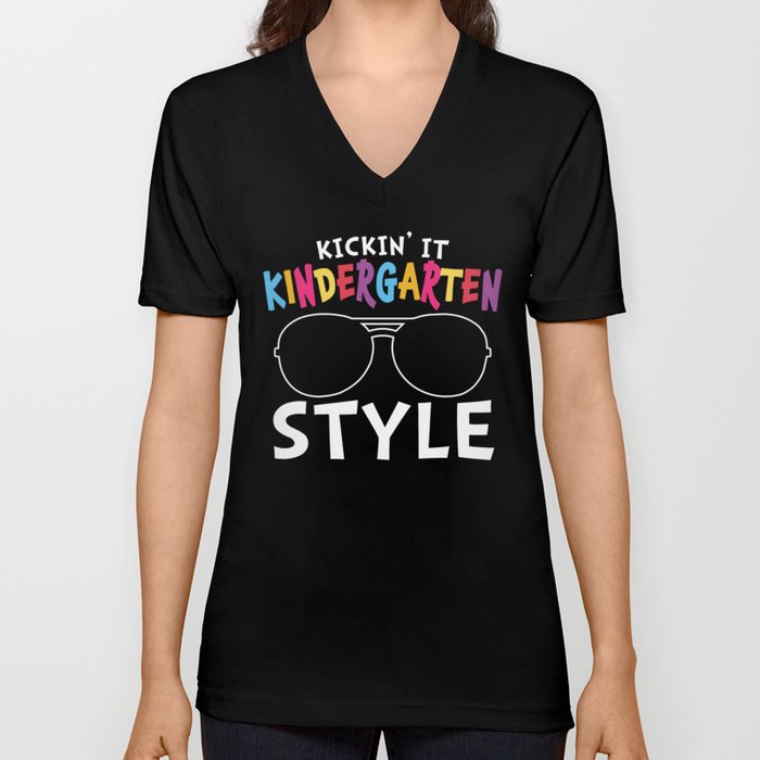 Kickin' It Kindergarten Style V Neck T Shirt