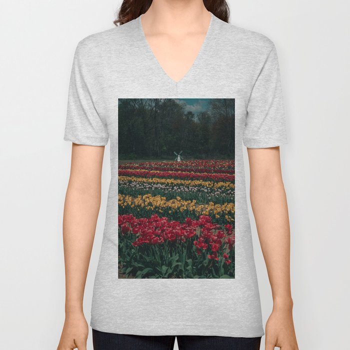 Tulip Town V Neck T Shirt