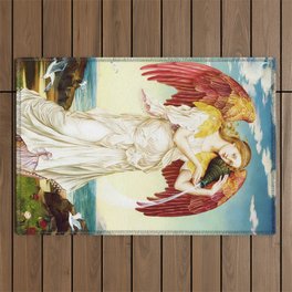 “Eos Angel of the Dawn” by Evelyn De Morgan Outdoor Rug