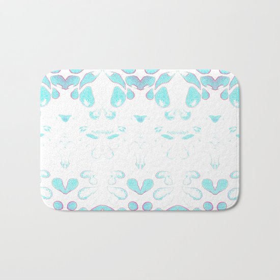 Summer Vibes, Blue and Purple Neon Leaves Bath Mat
