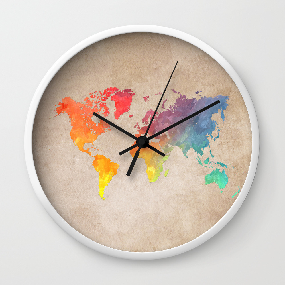 World Map Maps Wall Clock