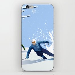 Skiing with Snowman iPhone Skin