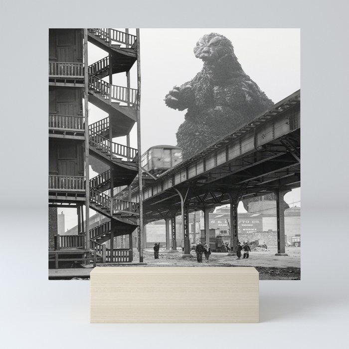1941 Godzilla Chicago Elevated Train Visit Mini Art Print
