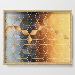 Golden Gradient Cubes Serving Tray