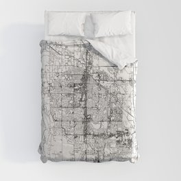 Fort Collins White Map Duvet Cover