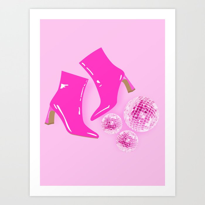 disco boots - hot pink Art Print