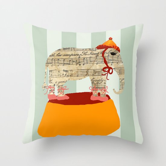 Dancing Elephant Throw Pillow