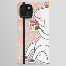 Adorable Unicorn Cartoon Colorful Cupcake For Kids iPhone Wallet Case