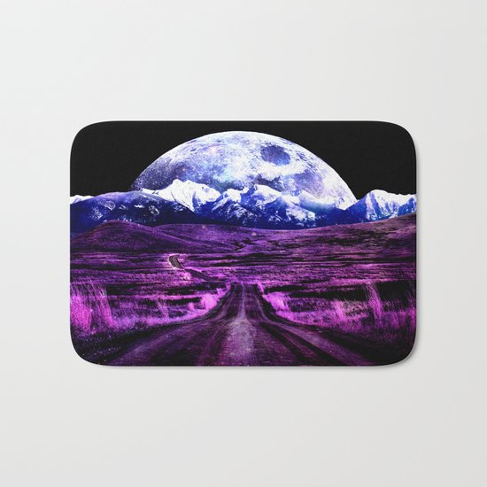 Highway to Eternity (moon mountain) Fuchsia Bath Mat