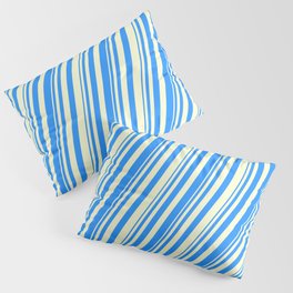[ Thumbnail: Blue & Light Yellow Colored Stripes Pattern Pillow Sham ]