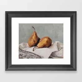 Pears on a Tea Towel 2 Framed Art Print
