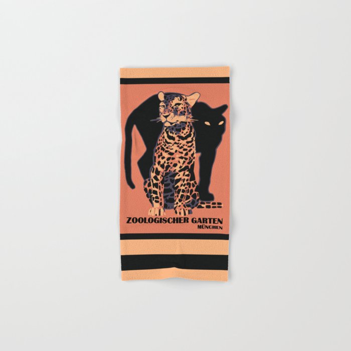 Retro Vintage Munich Zoo Big Cats Hand Bath Towel By Aapshop