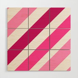 Pink Diagonal Striped Background Wood Wall Art