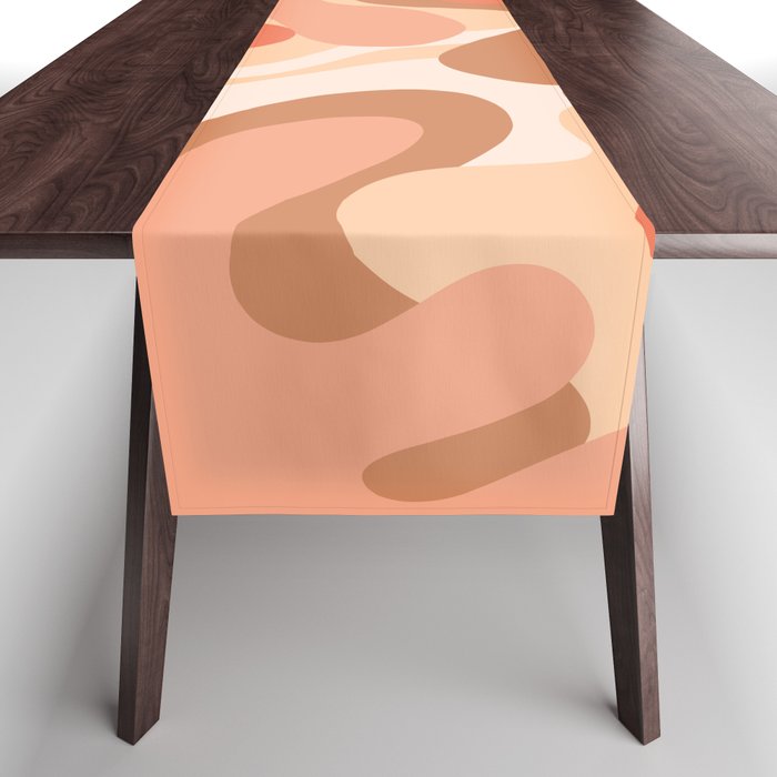 Groovy Time Joyful Abstract Pattern in Coral Blush Tones Table Runner