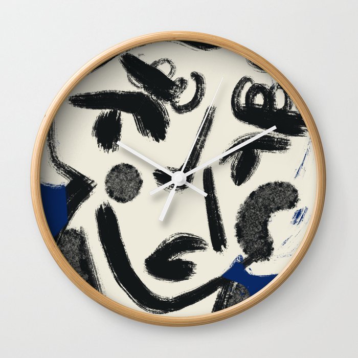 Portrait in blue 05 Wall Clock