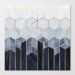 Soft Blue Hexagons Canvas Print
