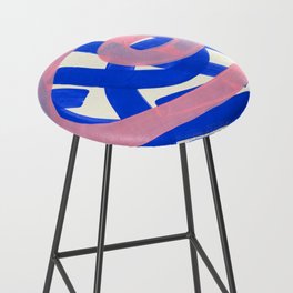 Tribal Pink Blue Fun Colorful Mid Century Modern Abstract Painting Shapes Pattern Bar Stool