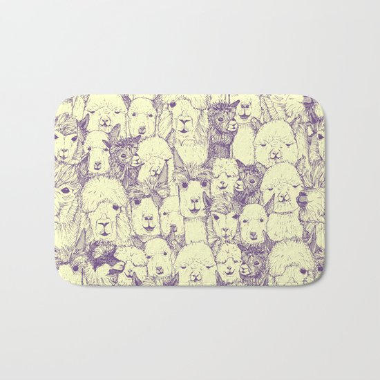 just alpacas purple cream Bath Mat