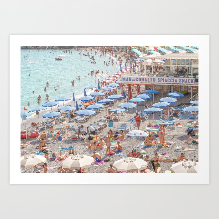 Mar Di Cobalto Beach Club In Italy | Amalfi Coast Holiday Summer Art Print | Soft Color Travel Photography Art Print