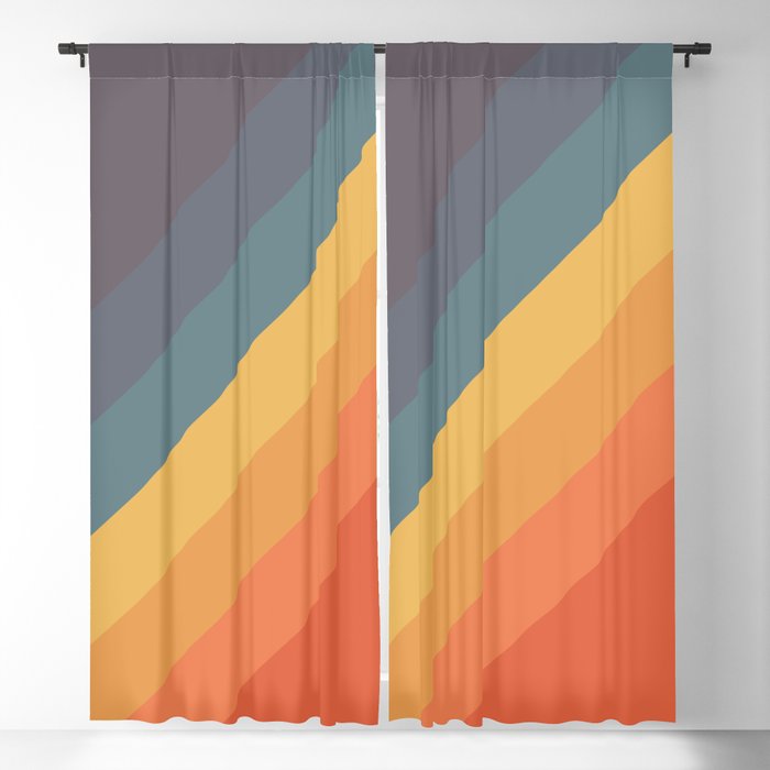 Rudana - Classic Colorful Vintage Vibes 70s Summer Style Retro Stripes Blackout Curtain