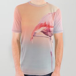 Two Pink flamingos in the water at sunset All Over Graphic Tee