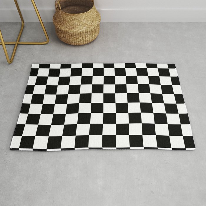 black checkered pattern Rug