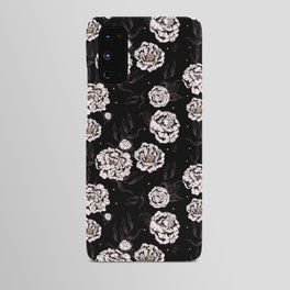 Black And White Vintage Flower Power Floral Pattern 60s 70s Retro Android Case