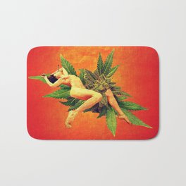 Quiverish Flower Bath Mat | Collage, Kitsch, Cannabis, Nudeart, Woman, Sensual, Naked, Marijuana, Eroticart, Retro 
