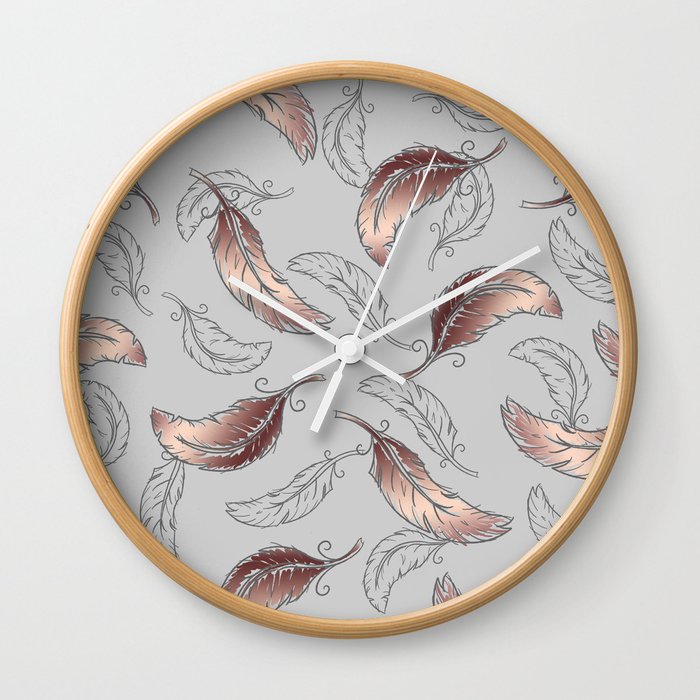 Glossy Feathers Wall Clock
