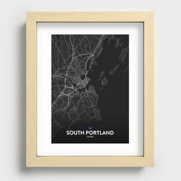 South Portland, Maine, United States - Dark City Map Recessed Framed Print