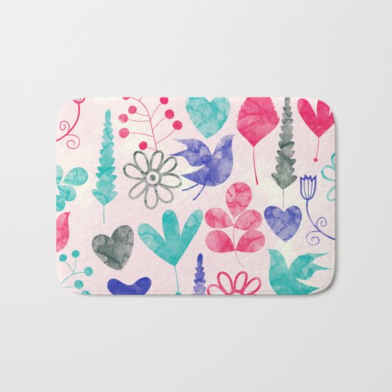 Watercolor Botanical Garden V Bath Mat