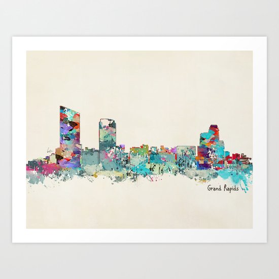 Grand Rapids Michigan skyline Art Print