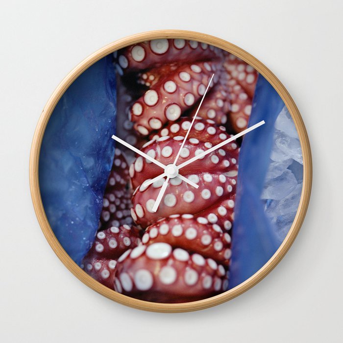 Octopus in Blue Wall Clock
