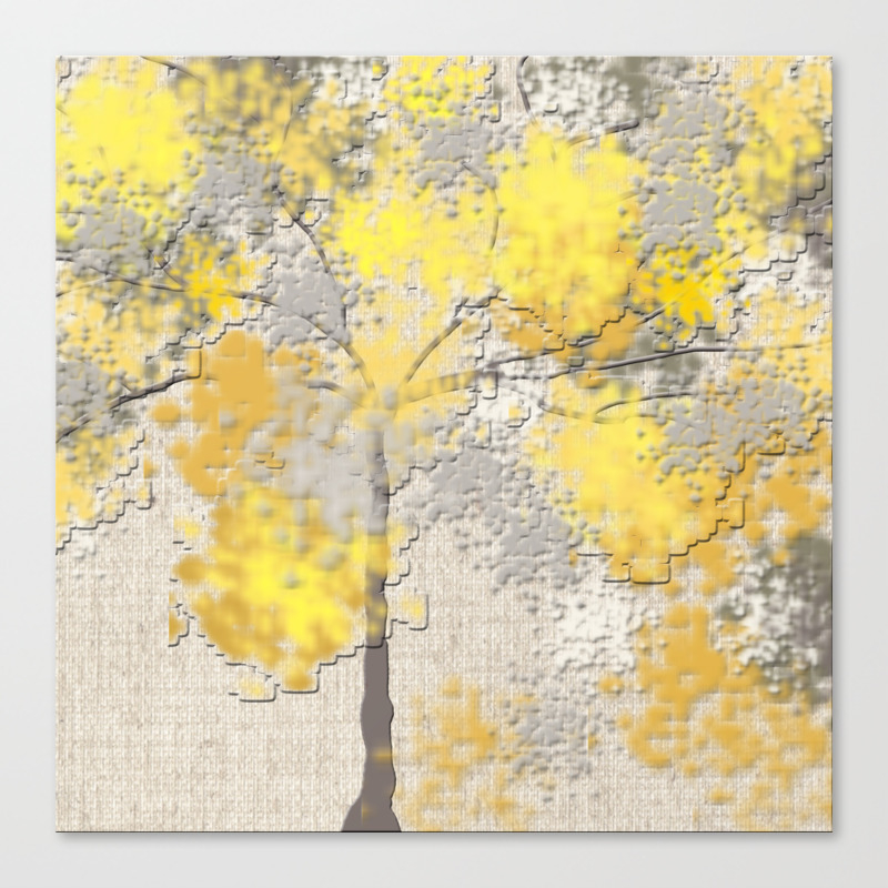 Abstract Yellow And Gray Trees Canvas Print By Lena127 Society6