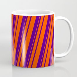 [ Thumbnail: Indigo & Red Colored Pattern of Stripes Coffee Mug ]
