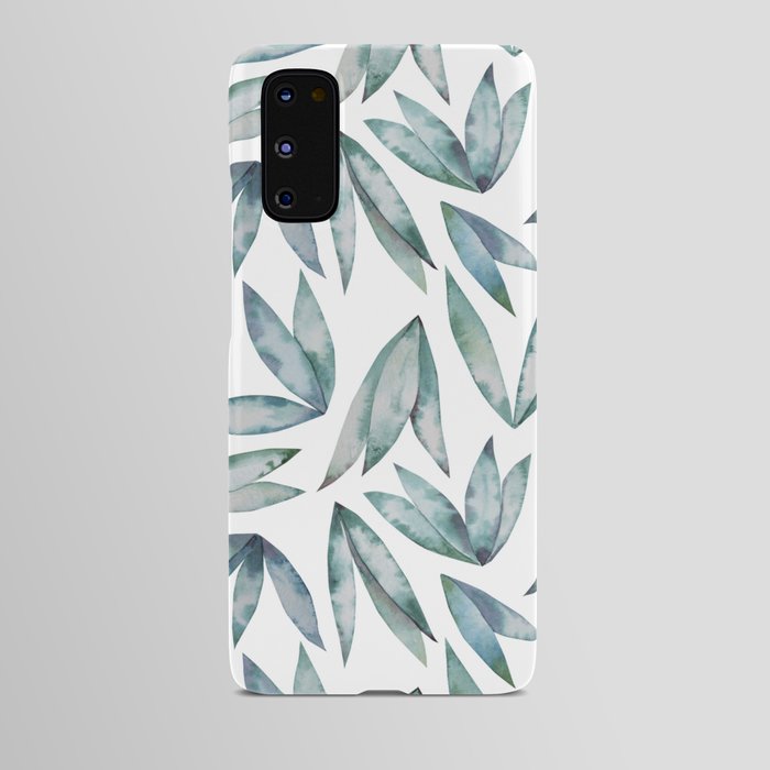 Watercolor leaves seamless pattern on white background Android Case